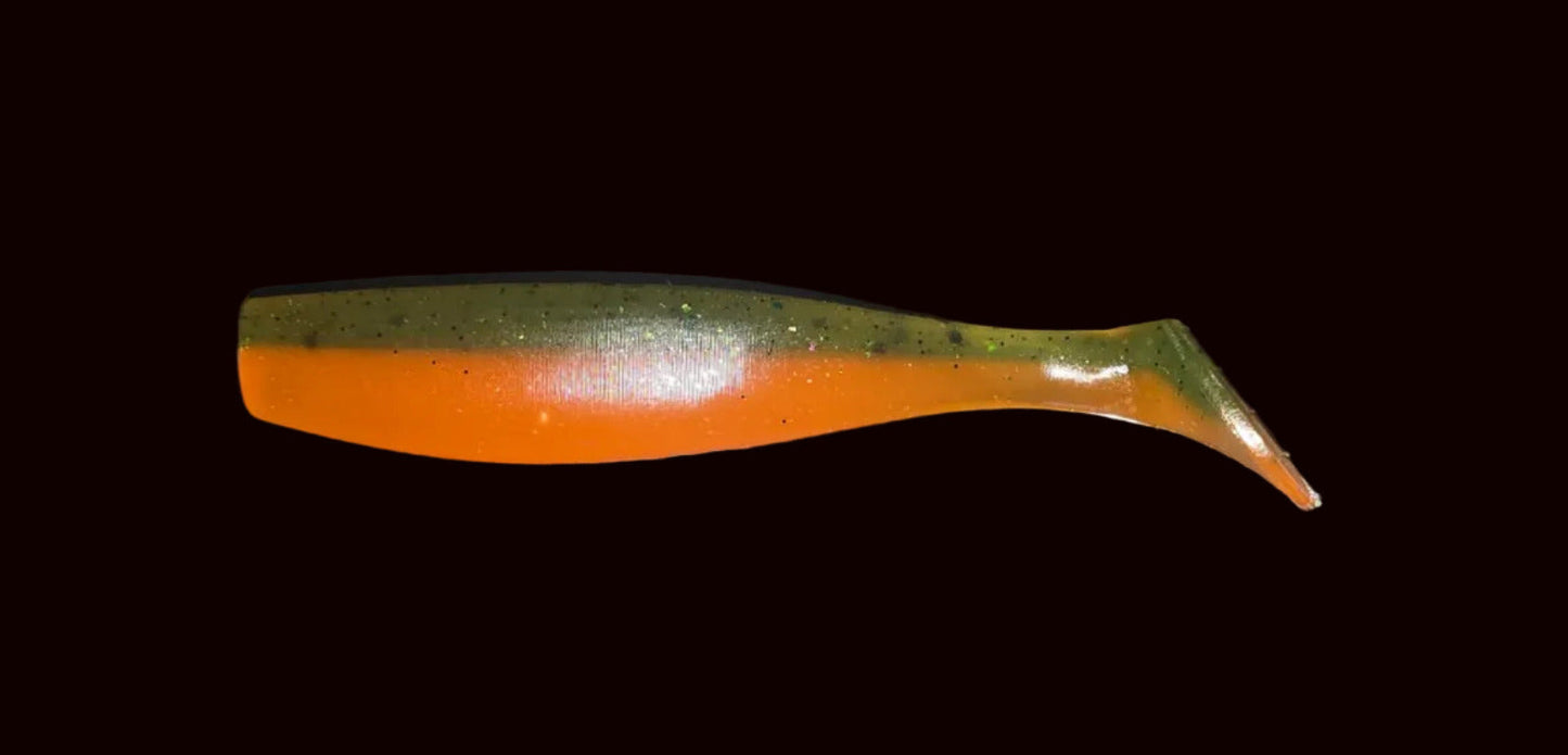 J Minnow 4" ORANGE CRUSH Paddle tail soft plastic fishing lure