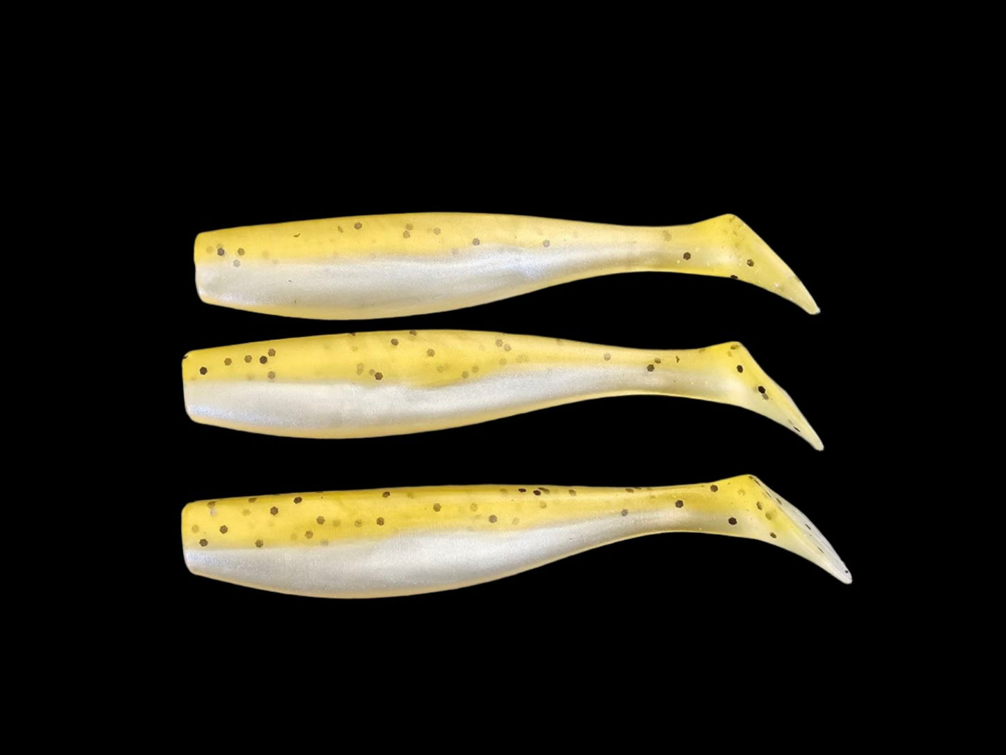 J Minnow 6" PASSIONFRUIT PEARL Paddle tail soft plastic fishing lure