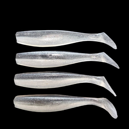 J Minnow 5"  SILVER SMOKE Paddle tail soft plastic fishing lure