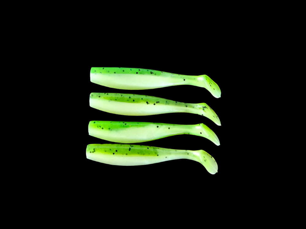 J Minnow 5"  BRIGHT GREEN PEARL  Paddle tail soft plastic fishing lure