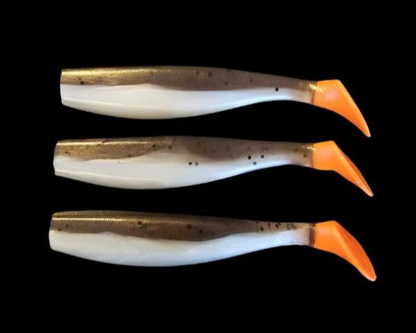 Hot Tail 6" TIGER MULLET / ORANGE  Paddle tail soft plastic lure