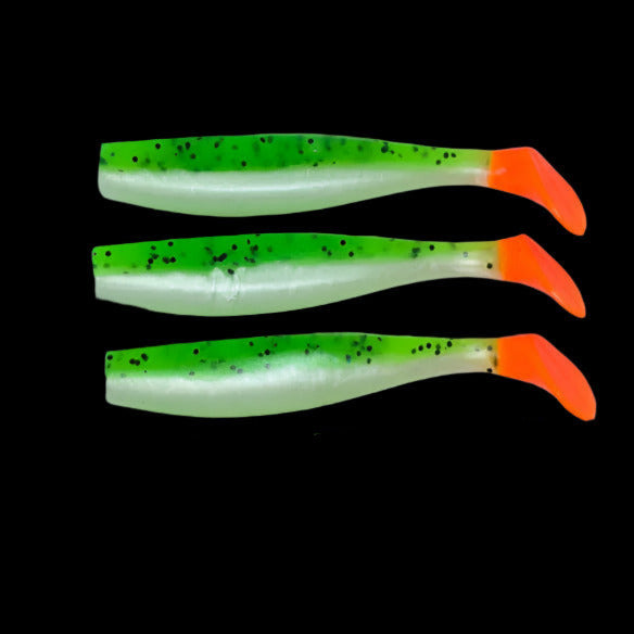 Hot Tail 6"  LIME TIGER  Paddle tail soft plastic lure