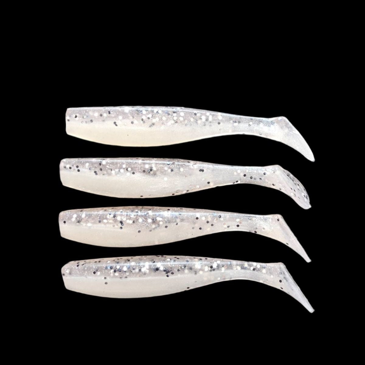 J Minnow 5"  WHITE LIGHTNING  Paddle tail soft plastic fishing lure