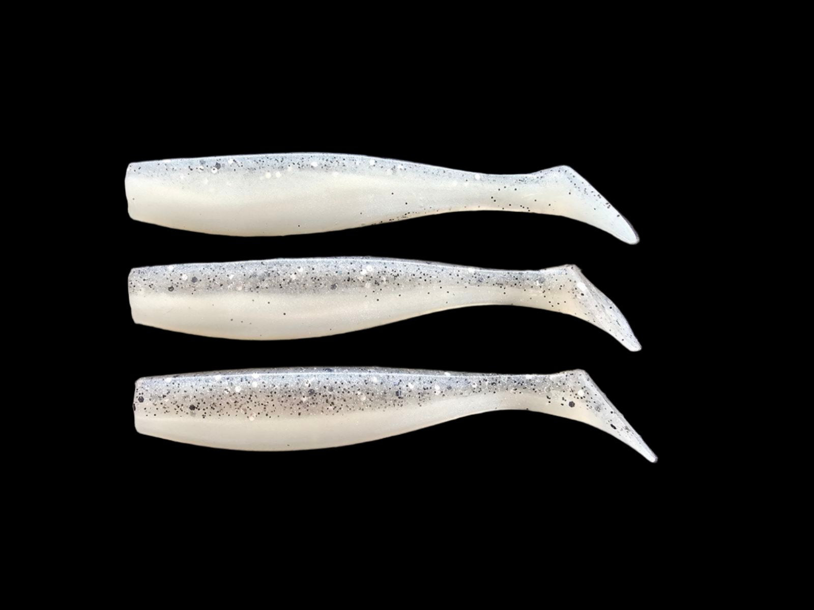 J Minnow 6" WHITE LIGHTNING  Paddle tail soft plastic fishing lure